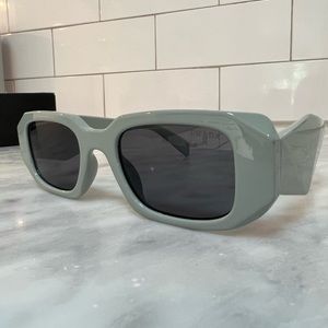 Prada Symbole Sunglasses Rectangular Geometric Aqua